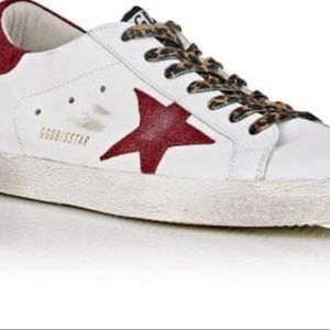 Golden goose burgundy star superstar sneakers